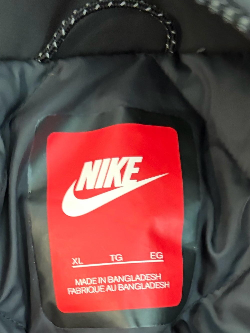 Nike Long Down Parka Black Mens XL Hooded Puffer Coat Sideline - Picture 6 of 9